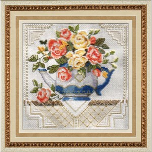 Набор для вышивания крестом Золотые Ручки арт. М-001 Чайные розы