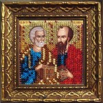 Набор для вышивания Вышивальная мозаика арт. 2081ДПИ.Икона Св.Апостолы Петр и Павел 10,5х10,5см с баг. рамкой