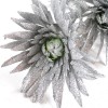 Цветы искусственные арт.СЛ.713741 блеск ромашка острая цв.серебро 70 см