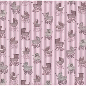 Бумага для скрапбукинга Малыш и малышка арт.CP06358 розовые коляски 30,5х30,5см 140гм одностор
