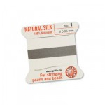 GRIFFIN 100% Natural Silk- шнур на картоне, натуральный шелк, 1 игла, 2 м, серый, №1, D=0,35 мм. арт.011901