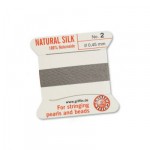 GRIFFIN 100% Natural Silk- шнур на картоне, натуральный шелк, 1 игла, 2 м, серый, №2, D=0,45 мм. арт.011902