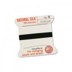 GRIFFIN 100% Natural Silk- шнур на картоне, натуральный шелк, 1 игла, 2 м, черный, №0, D=0,30 мм. арт.012000