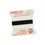 GRIFFIN 100% Natural Silk- шнур на картоне, натуральный шелк, 1 игла, 2 м, черный, №1, D=0,35 мм. арт.012001