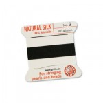 GRIFFIN 100% Natural Silk- шнур на картоне, натуральный шелк, 1 игла, 2 м, чёрный, №2, D=0,45 мм. арт. 012002