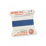 GRIFFIN 100% Natural Silk- шнур на картоне, натуральный шелк, 1 игла, 2 м, синий, №2, D=0,45 мм. арт.010902