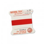 GRIFFIN 100% Natural Silk- шнур на картоне, натуральный шелк, 1 игла, 2 м, красный, №2, D=0,45 мм. арт.010502