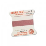 GRIFFIN 100% Natural Silk- шнур на картоне, натуральный шелк, 1 игла, 2 м, темно-розовый, №2, D=0,45 мм. арт.10302