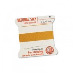 GRIFFIN 100% Natural Silk- шнур на картоне, натуральный шелк, 1 игла, 2 м, янтарный, №2, D=0,45 мм. арт.010802