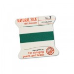 GRIFFIN 100% Natural Silk- шнур на картоне, натуральный шелк, 1 игла, 2 м, зеленый, №2, D=0,45 мм. арт.011502