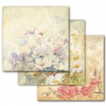 Набор бумаги для скрапбукинга арт. AF-002 Акварельные цветы 31х34см 140гм одностор