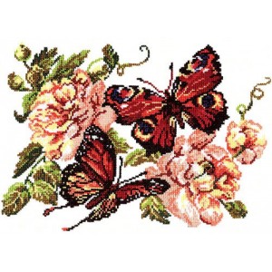 Набор для вышивания арт.ЧИ-42-06 (В-074) Б Пионы и бабочки 27x20 см