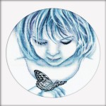 Набор для вышивания арт.РТ-M176 Девочка и бабочка Б 32x32 см