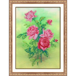 Набор для вышивания бисером Паутинка арт.Б1227 Розовые розы 28х22 см