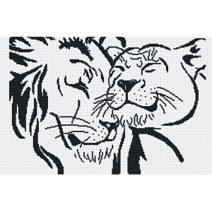 Набор для вышивания МП Студия арт.НВ-123 Б лев и львица(ч.б) 30*45