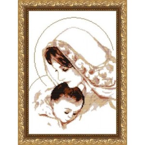 Наборы для вышивания бисером Арт Соло арт. NK-3004-А Дева Мария с младенцем (беж) 29х38