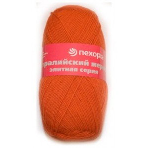 Пряжа для вязания ПЕХ Австралийский меринос (100% Мериносовая шерсть ) 5х100гр400м цв.189 яр.оранжевый