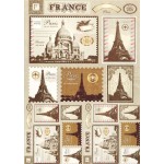 Рисовая карта для декупажа арт.AM400124 Почтовые марки, Франция21х29 см