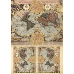 Рисовая карта для декупажа арт.AM400147 Старинная карта мира №521х29 см