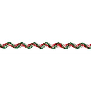 Тесьма плетеная вьюнчик (МЕТАНИТ) арт.С-2914 г17 рис.6422 цв.зеленый, красный, серый №21