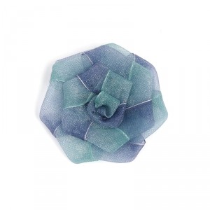 Украшение пришивные арт.Р-080 Роза капроновые 7см цв.бирюзово-синий