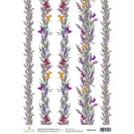 Декупажная карта `Лаванда и бабочки (бордюр)` 21 x 30 см
