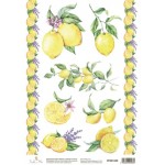 Декупажная карта `Лимоны и лаванда` 21 x 30 см