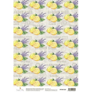Декупажная карта `Лимоны и лаванда (фон)` 21 x 30 см
