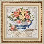 Набор для вышивания крестом Золотые Ручки арт. М-001 Чайные розы