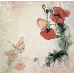 Бумага для скрапбукинга акварельные цветы арт.CP01258 мак 30х28,5см 160грм одностор