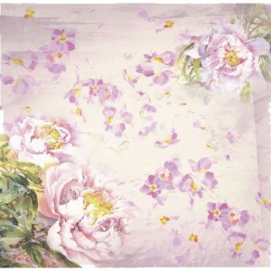 Бумага для скрапбукинга акварельные цветы арт.CP01272 розовые пионы 30х28,5см 160грм одностор