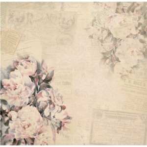 Бумага для скрапбукинга акварельные цветы арт.CP01289 винтажные пионы 30х28,5см 160грм одностор