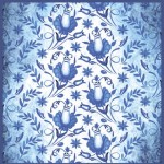Бумага для скрапбукинга Гжель арт.CP02460 вьюнок на голубом 30,5х30,5см 160гм одностор