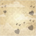 Бумага для скрапбукинга на крыльях любви арт.CP00343 сердца в желтом 30,5х30,5см 140гм одностор