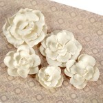 Бумажные цветы Prima арт.571283 Nieve Белые Розы 5 шт 3,8-7,6см