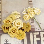 Бумажные цветы Prima арт.571580 Audrey Золотая Лихорадка 16 шт 2,5-5см