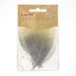 Скелетированные листочки из каучукового дерева арт.SCB 300507 2-цветный серебряный уп.8 шт