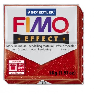 FIMO Effect Glitter Red полимерная глина, запекаемая в печке, уп. 56 гр. цвет: красный с блестками 8020-202