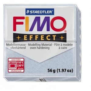 FIMO Effect Glitter Silver полимерная глина, запекаемая в печке, уп. 56 гр. цвет: серебряный с блестками 8020-812
