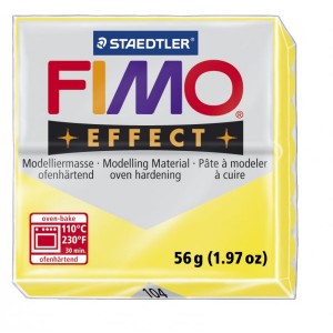 FIMO Effect Transparent Yellow полимерная глина, запекаемая в печке, уп. 56 гр. цвет: полупрозрачный жёлтый 8020-104