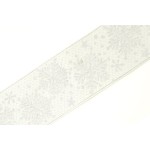 Лента отделочная жаккардовая арт.1858 Снежинка шир.60мм уп.50м цв.белый-серебро