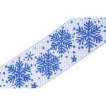 Лента отделочная жаккардовая арт.1858 Снежинка шир.60мм уп.50м цв.белый-синий