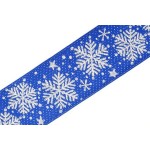 Лента отделочная жаккардовая арт.1858 Снежинка шир.60мм уп.50м цв.синий-серебро