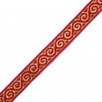 Лента отделочная жаккардовая арт.с1856г17 рис.8681 с метанитом шир. 18мм цв. красный в ассортименте