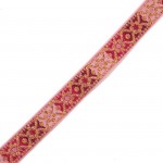 Лента отделочная жаккардовая арт.с1856г17 рис.8688 с метанитом шир. 18мм цв. розовый в ассортименте