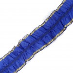 Лента Рюш траурная арт.с3416г17т6 рис.8663 шир.40 мм цв. синийзолото уп.10м
