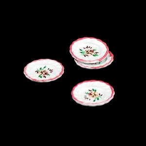 Набор 4 блюдца с розовой каймой (металл) арт.AM0101008