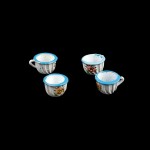 Набор 4 чашки с голубой каймой (металл) арт.AM0101009