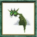 Набор для вышивания арт.ЧМ-118 Зеленый кот СР 15х15 см