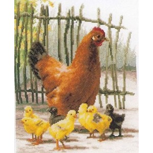Набор для вышивания арт.LANARTE-144535 Курица с цыплятами